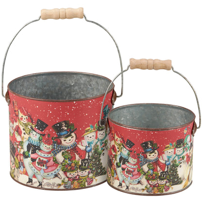 Retro Theme Snowman Bucket - 2 Sizes