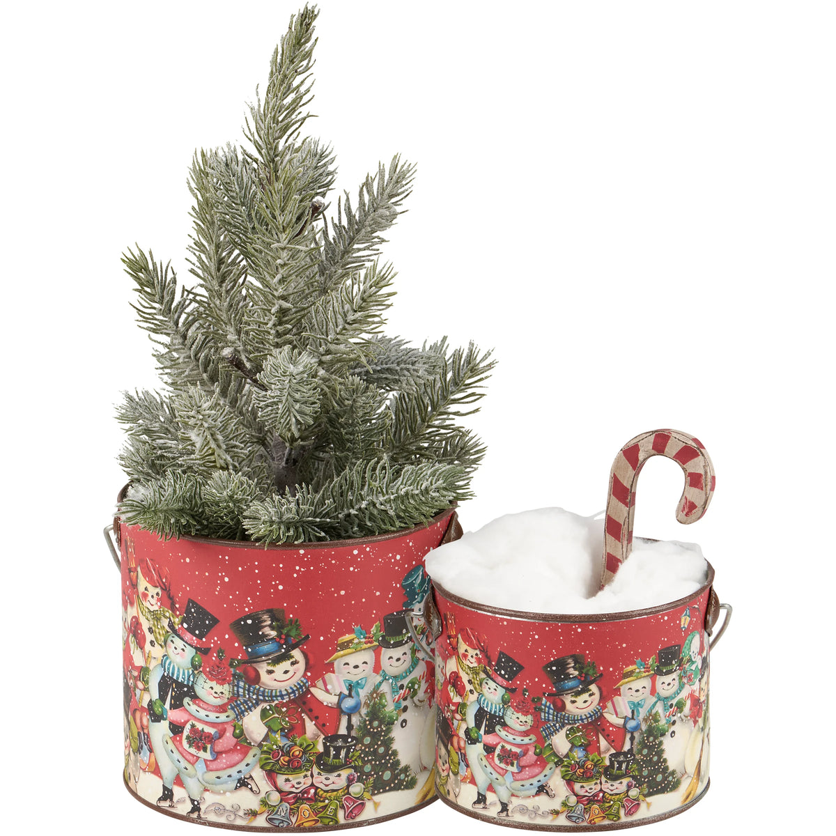Retro Theme Snowman Bucket - 2 Sizes