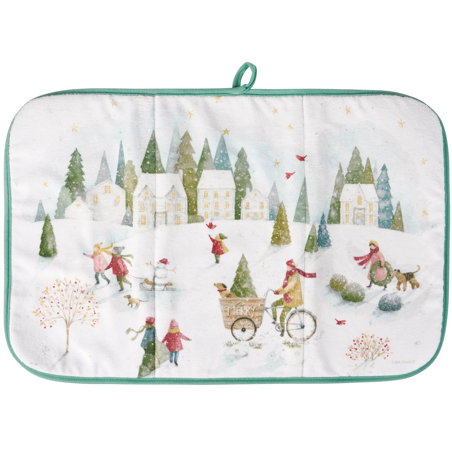 Winter Wonderland Village Dish Drying Mat