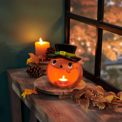 Jack O'Lantern Ceramic Candle Holder