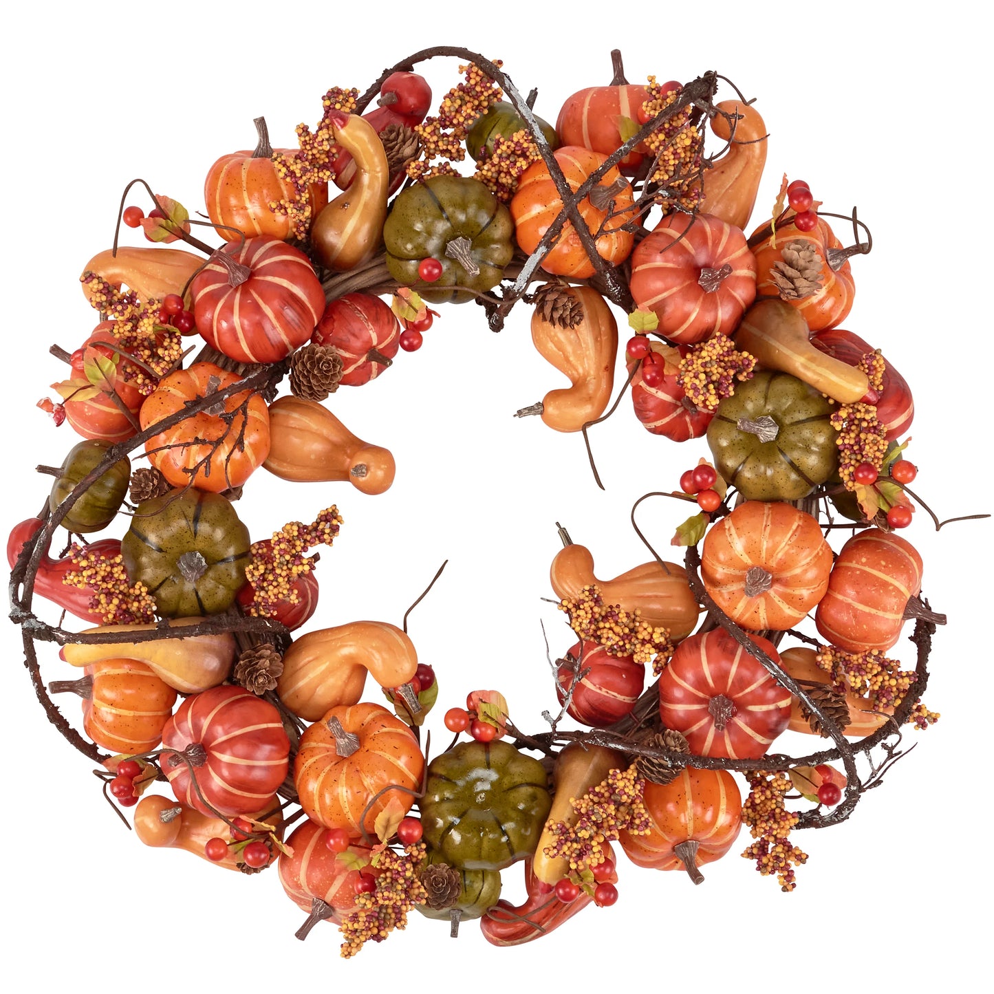 Mixed Pumpkin and Gourd Wreath - 18"