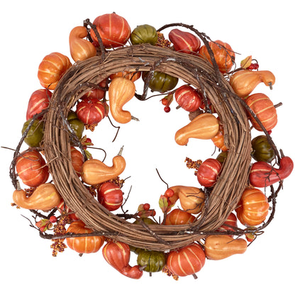 Mixed Pumpkin and Gourd Wreath - 18"