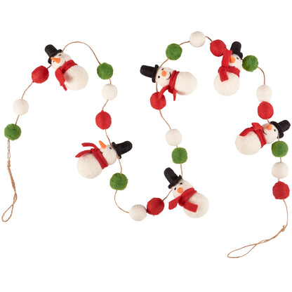 Felt Snowman and Pom Pom Christmas Garland