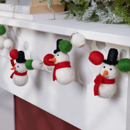 Felt Snowman and Pom Pom Christmas Garland