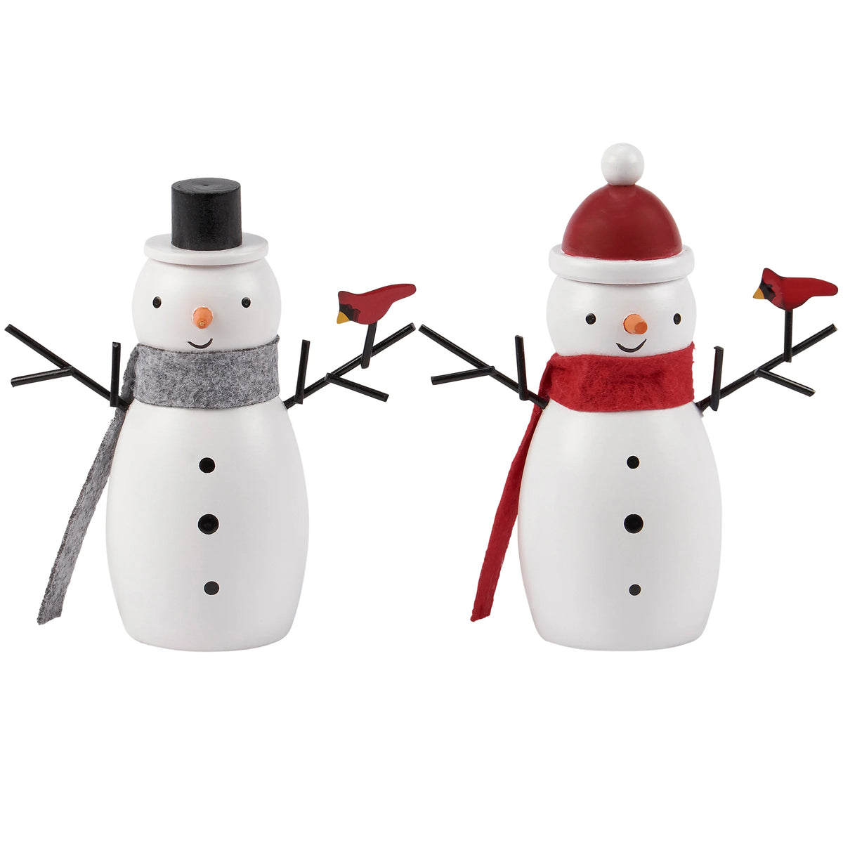 Mini Snowman With Cardinal - 2 Options