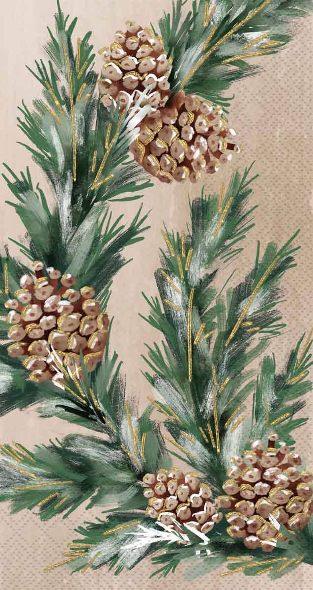 Gilded Pine Swag Christmas Guest Towel Dinner Napkin Pack of 16