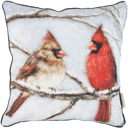 Snowy Cardinal Couple Throw Pillow - 16" x 16"