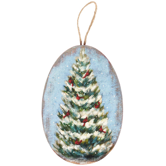 Cardinal Tree Wooden Christmas Ornament