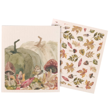 Harvest Leaves Swedish Dishcloth Set of 2