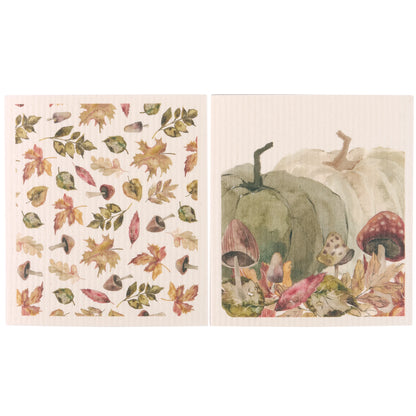 Harvest Leaves Swedish Dishcloth Set of 2