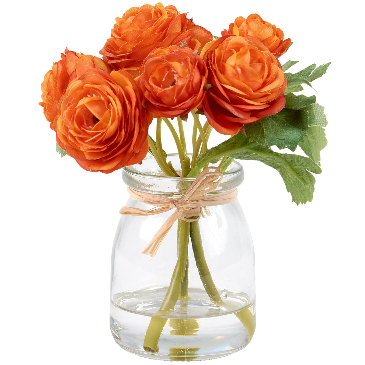 Orange Roses in Small Glass Vase