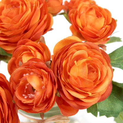 Orange Roses in Small Glass Vase