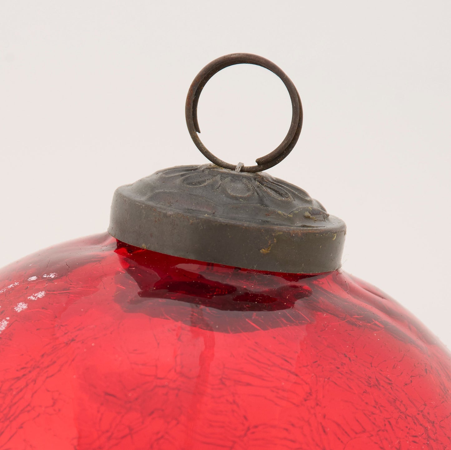Red Crackle Glass Ball Ornament - 2 Sizes