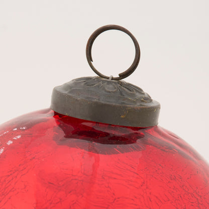 Red Crackle Glass Ball Ornament - 2 Sizes