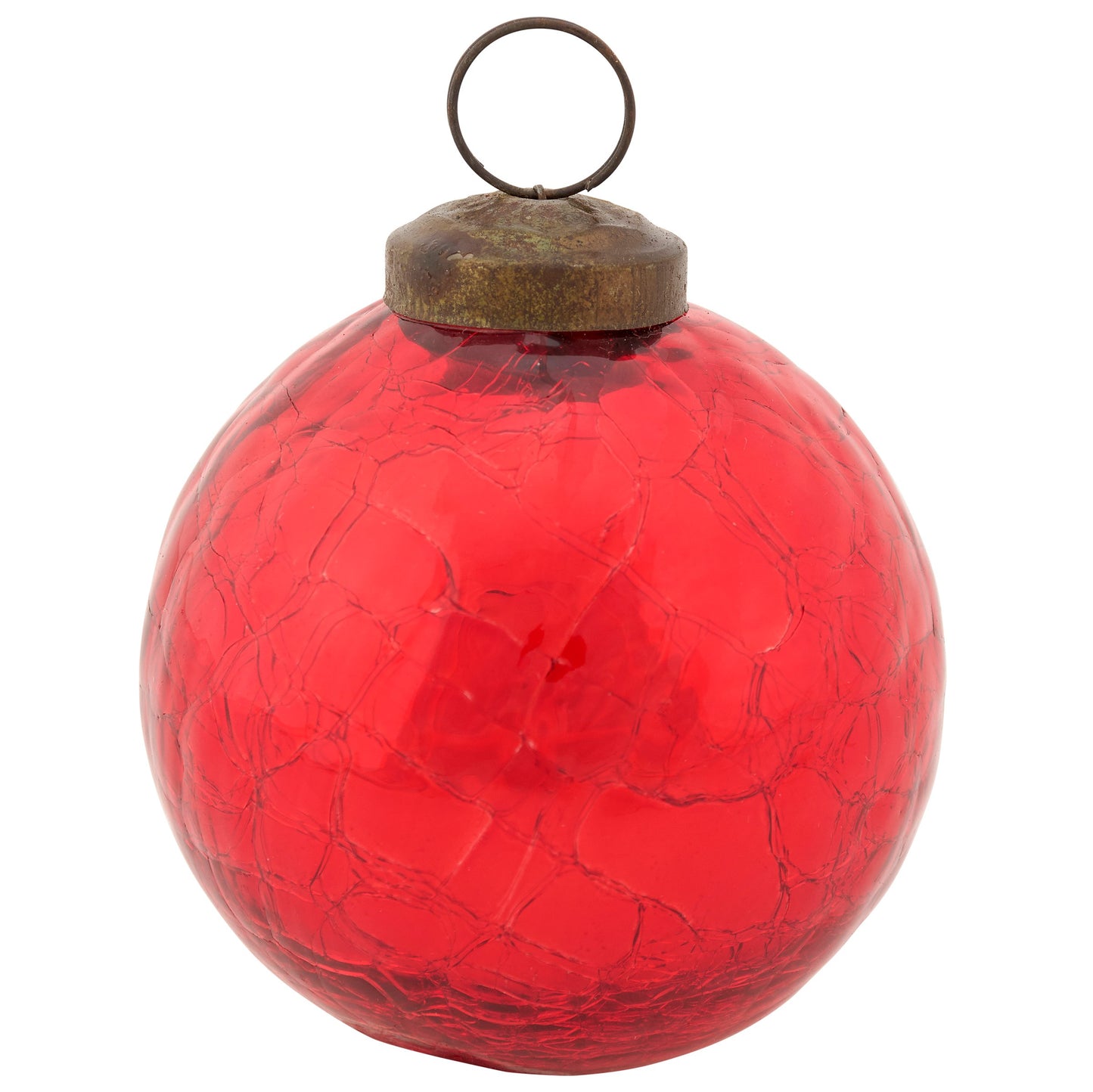 Red Crackle Glass Ball Ornament - 2 Sizes