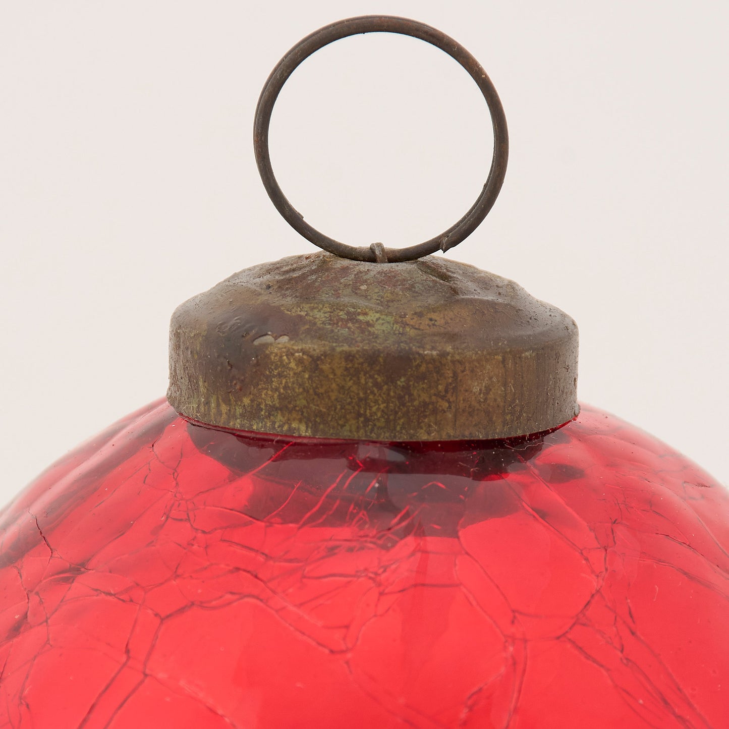 Red Crackle Glass Ball Ornament - 2 Sizes