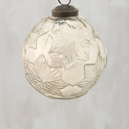 Silver Snowflake Glass Ball Ornament