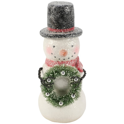 Snowman With Wreath Statuary