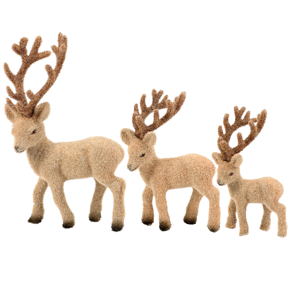 Flocked Stag Deer Figurines - 3 Size Options