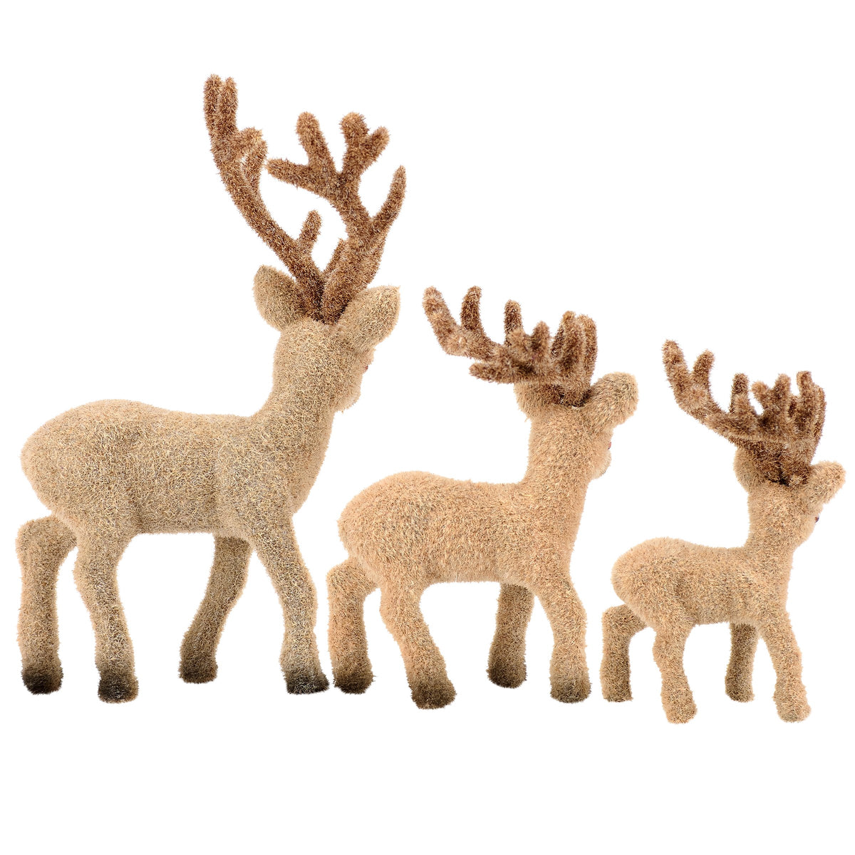 Flocked Stag Deer Figurines - 3 Size Options