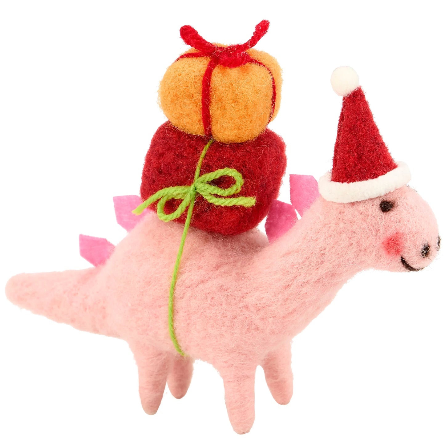 Pink Stegosaurus Dinosaur Felt Christmas Ornament Sitter