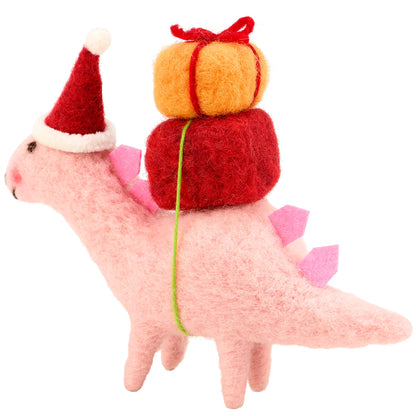 Pink Stegosaurus Dinosaur Felt Christmas Ornament Sitter