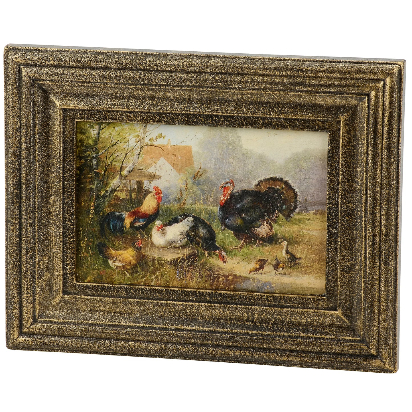 Turkey and Fowl Framed Art - 7.75" x 6"