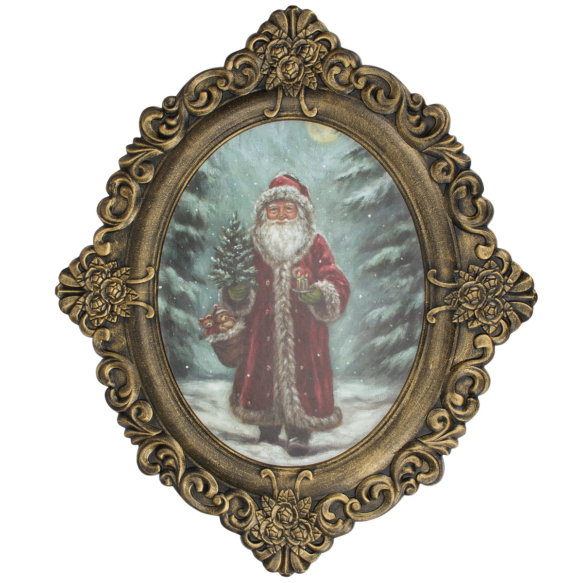 Snowy Forest Santa - Framed Wall Art 19.5" x 23"
