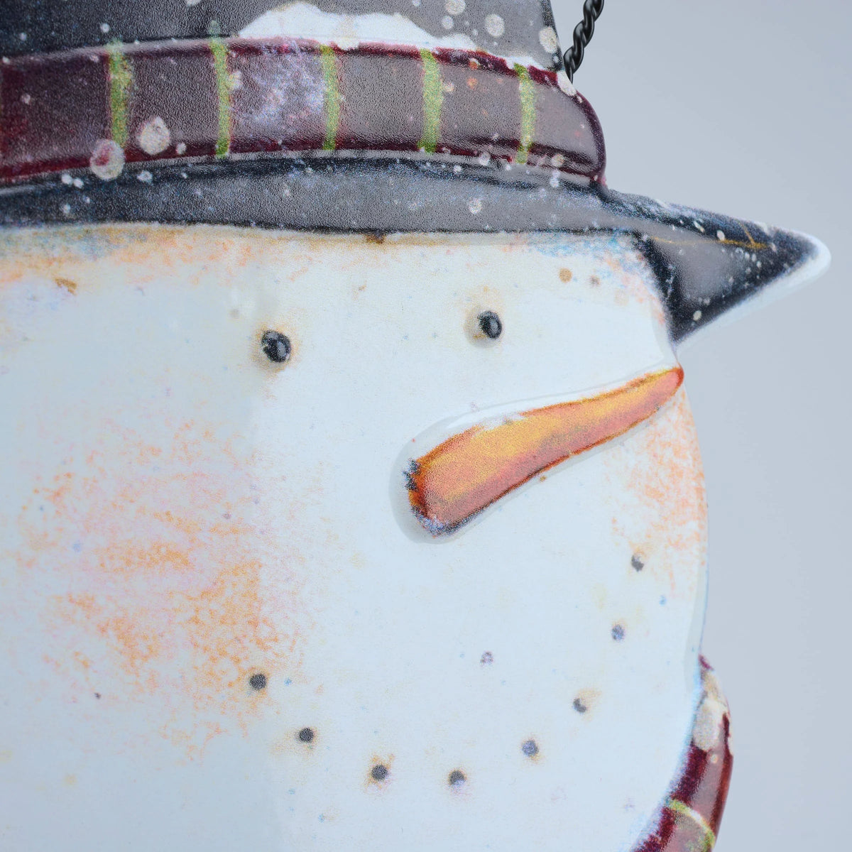 Distressed Metal Snowman Face Hanging Decor