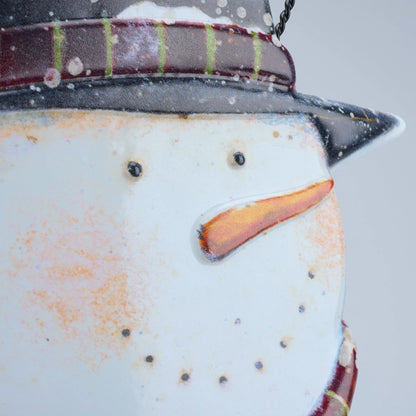 Distressed Metal Snowman Face Hanging Decor