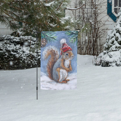 Winter Squirrel Garden Flag