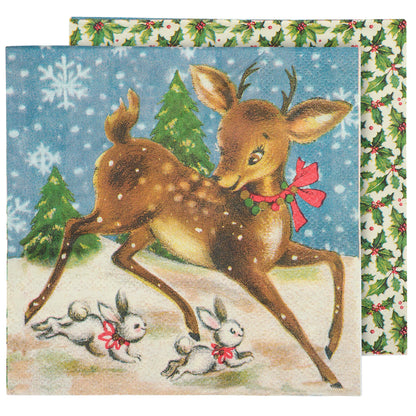 Retro Deer Cocktail Napkin