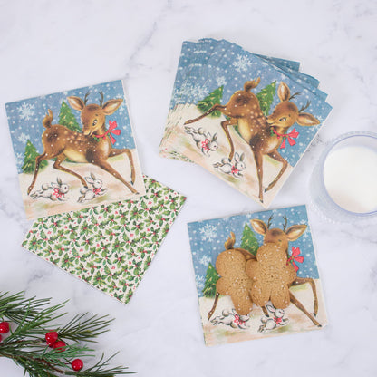 Retro Deer Cocktail Napkin