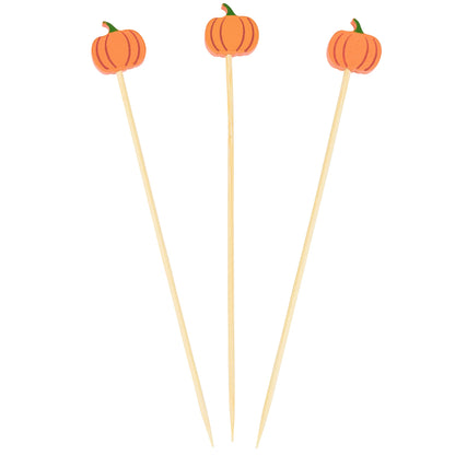 Pumpkin Wooden Skewer Party Picks - Pack of 20