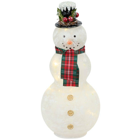 Glass Lighted Holiday Snowman Statuary