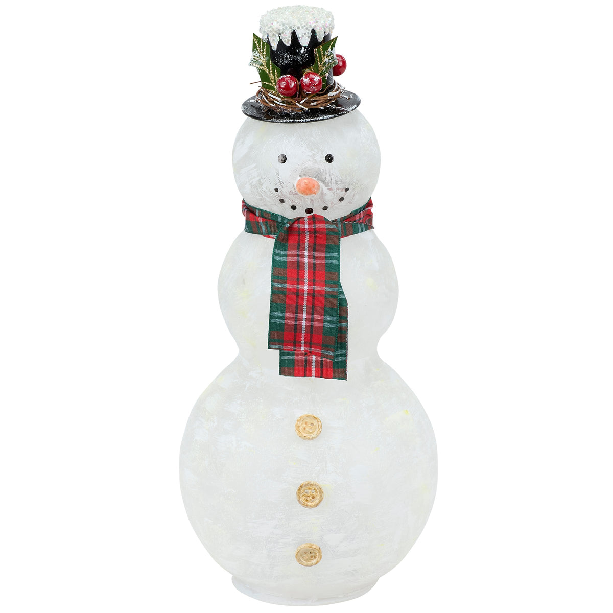 Glass Lighted Holiday Snowman Statuary