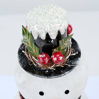 Glass Lighted Holiday Snowman Statuary