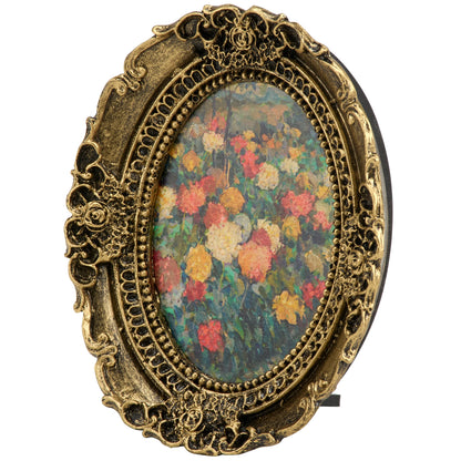 Victorian Flower Garden Framed Art with Easel and Magnet