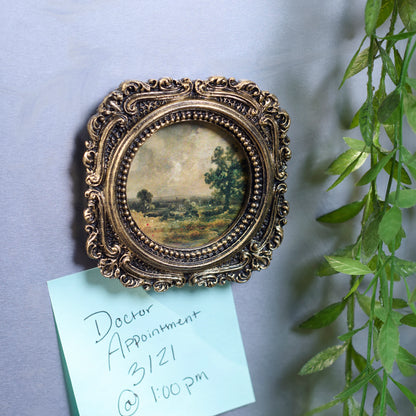 Vintage Landscape Mini Framed Art with Easel and Magnet