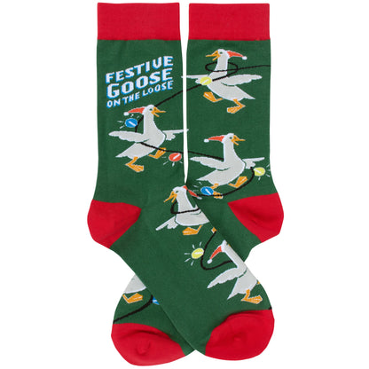 Festive Goose on the Loose Christmas Socks