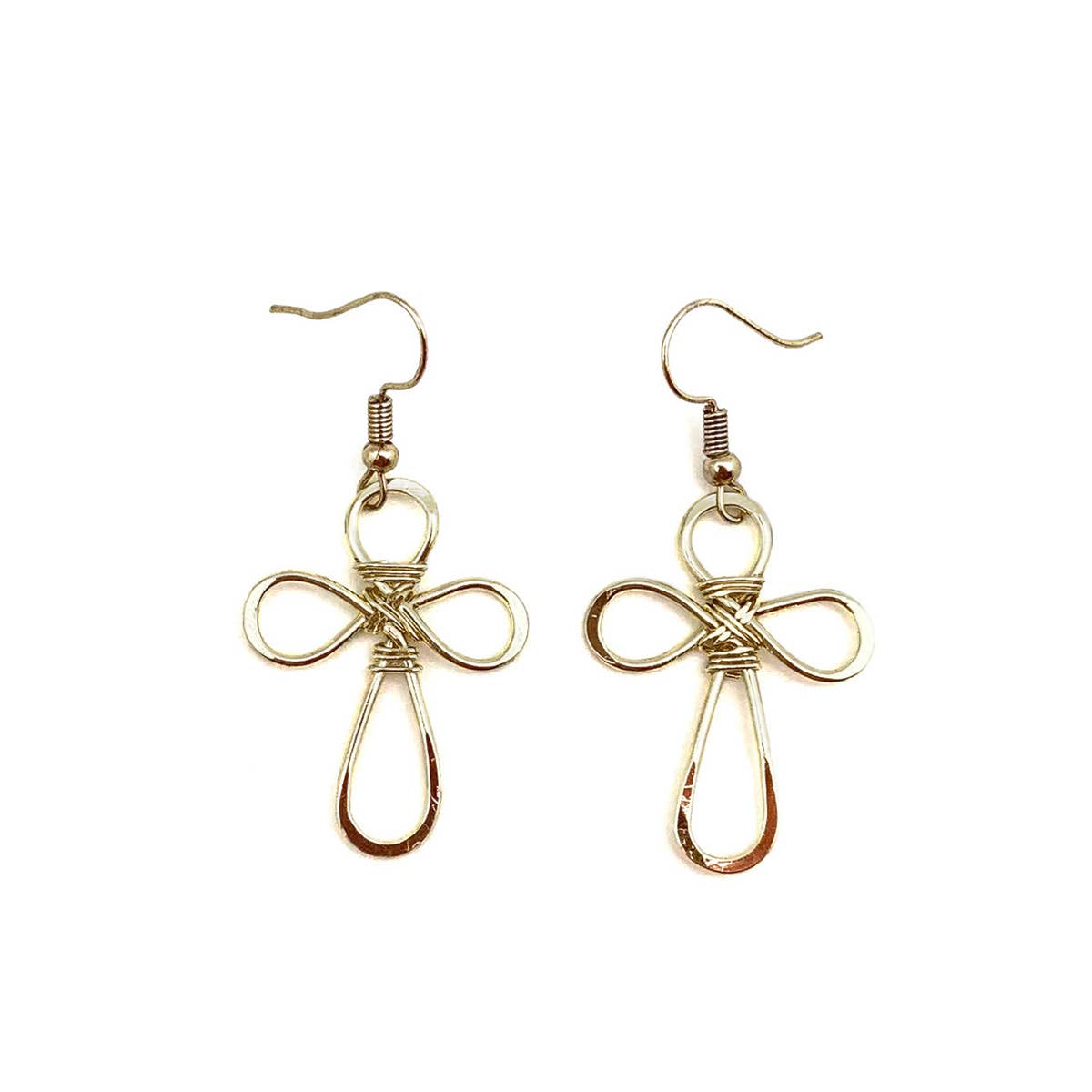 Rounded Cross Gold Plated Earrings