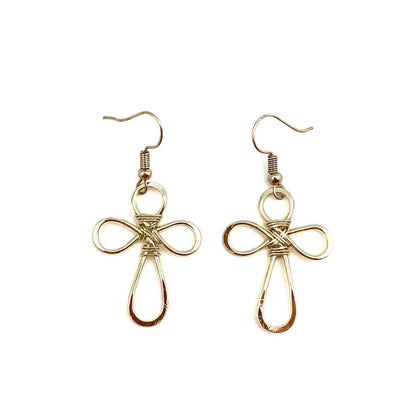 Rounded Cross Gold Plated Earrings