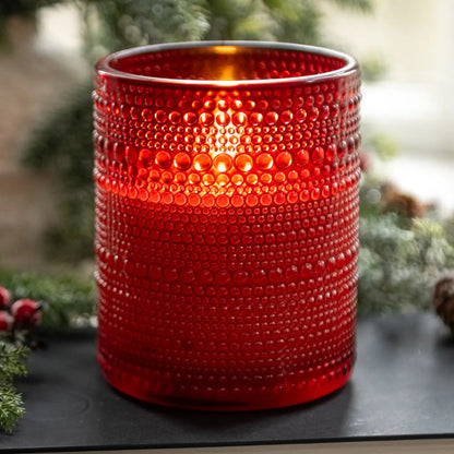 Red Dotted Glass 3D Flameless Candle - LED