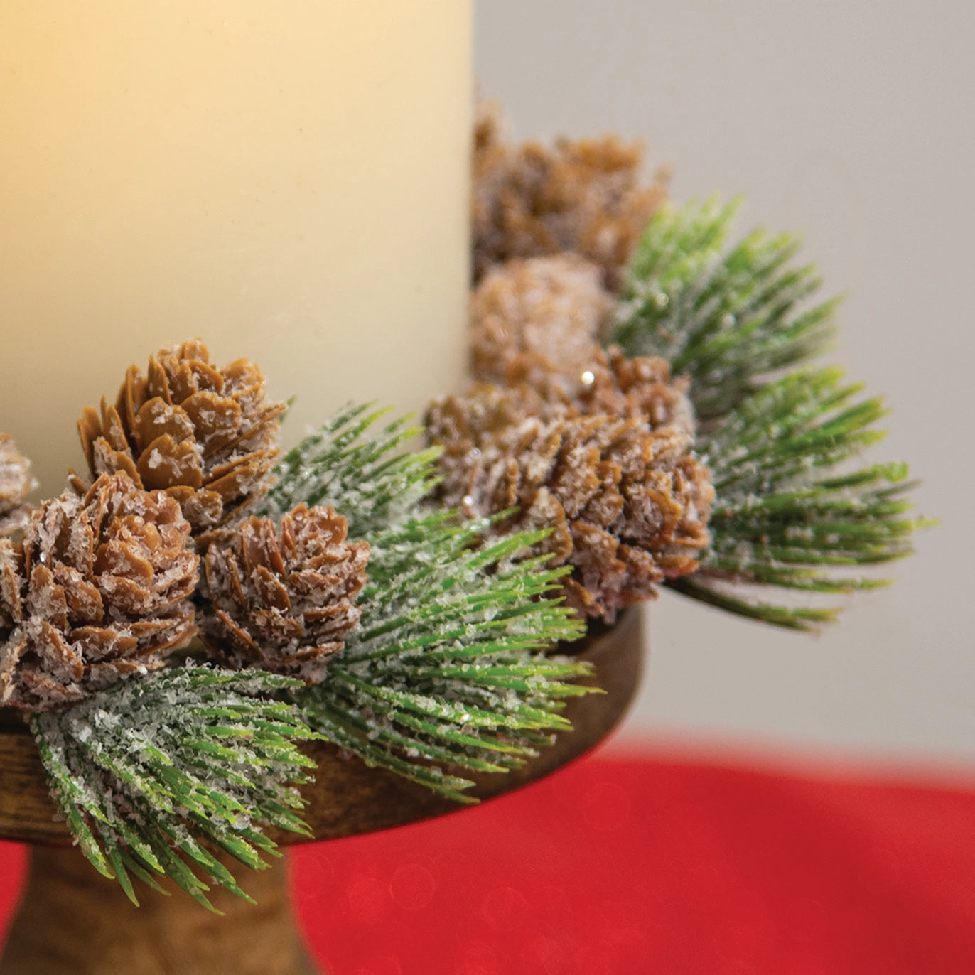 Icy Bristle Pine Cone Candle Ring - 3.25 Inner