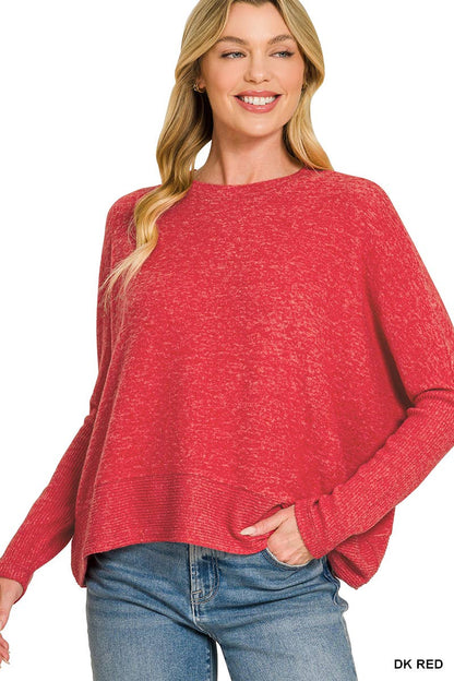Brushed Melange Hacci Dolman Sleeve Sweater