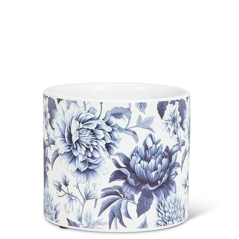 Blue Floral Print Planter