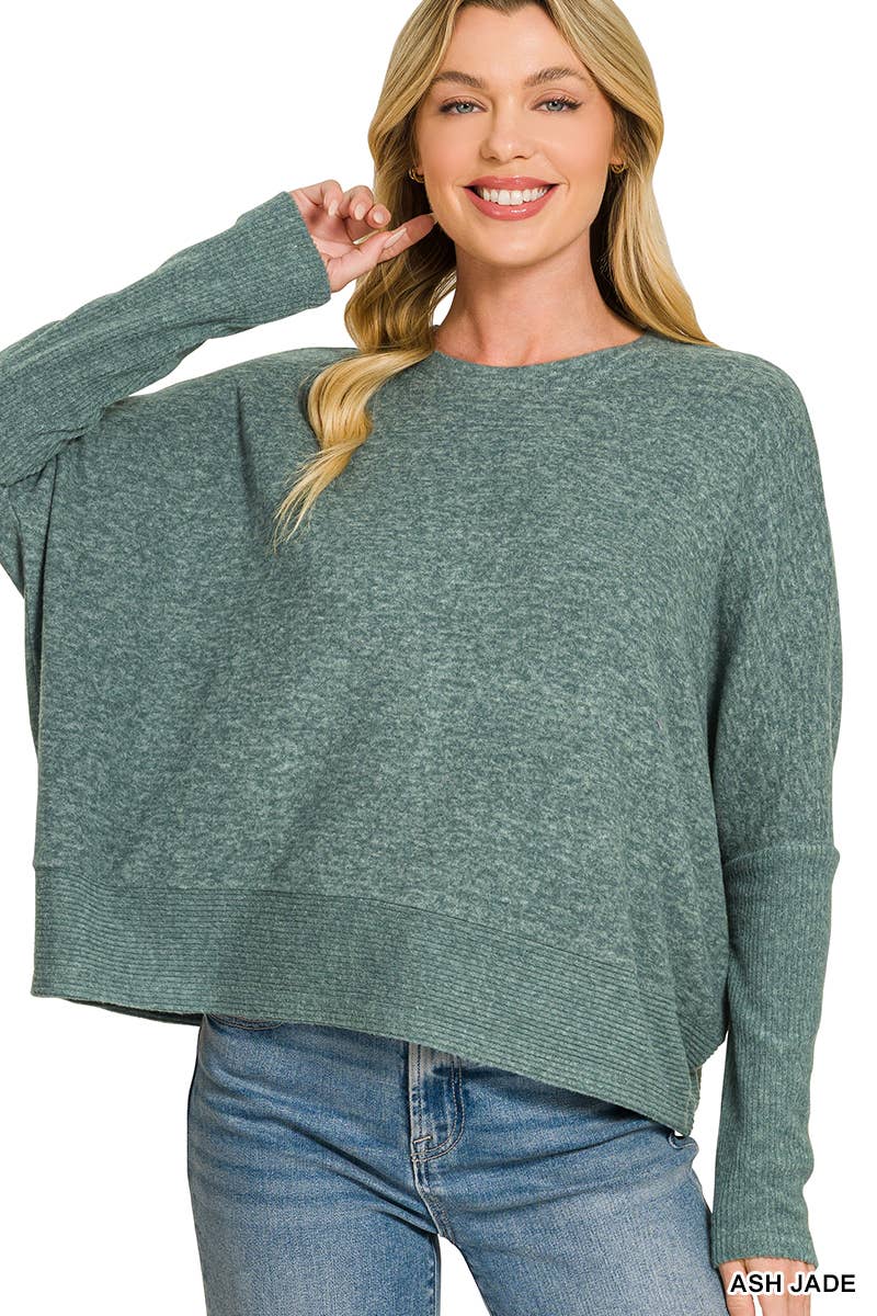 Brushed Melange Hacci Dolman Sleeve Sweater