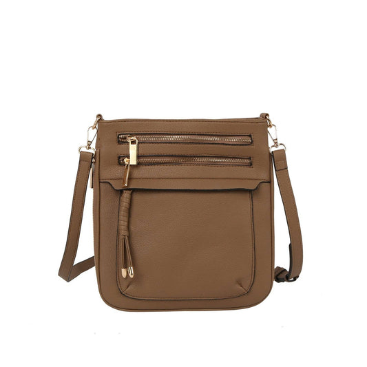 Front Triple Zip Expandable Crossbody Bag - Color Options