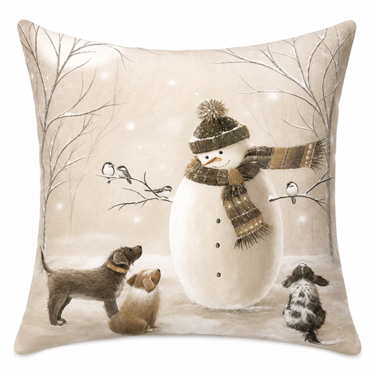 Snowman and Friends Throw Pillow with Insert Included - 18" x 18"