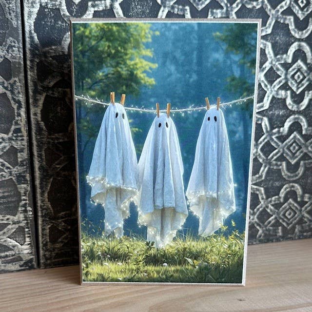Ghost Laundry Line Block Sign